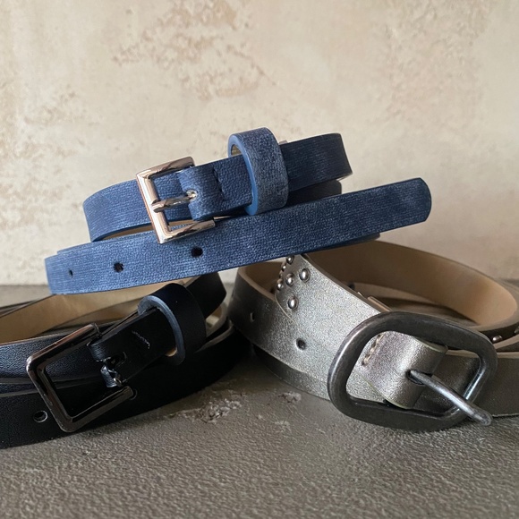 Set of 3 Skinny Belts fits size 29/30 Vegan Leather - Picture 2 of 4